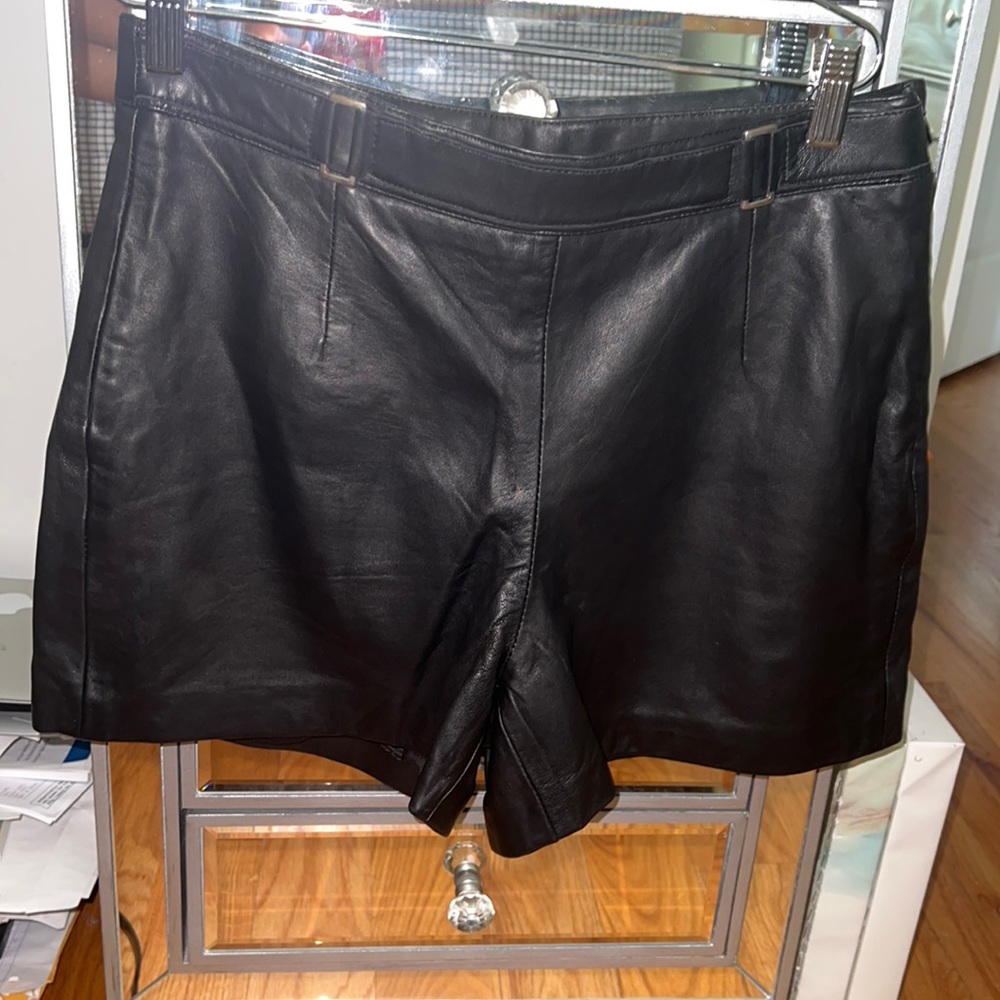 Black leather shorts. Size 8. Pristine condition.